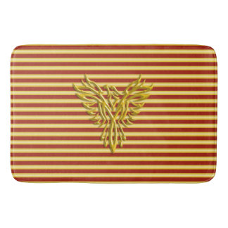 Gold rising phoenix with gold and scarlet stripes bath mat