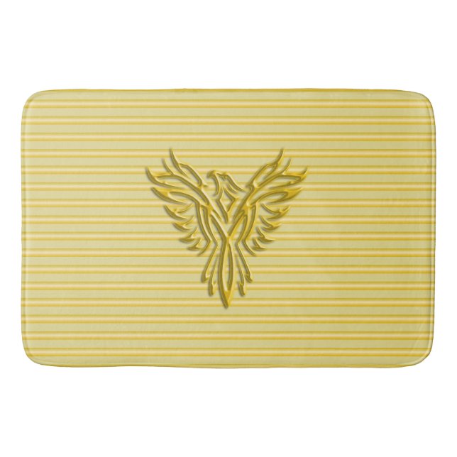 Gold rising phoenix with gold stripes - refreshing bath mat (Front)