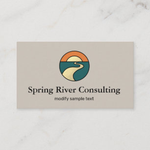 Gold River Sunset Horizon Landscape Logo Business Card