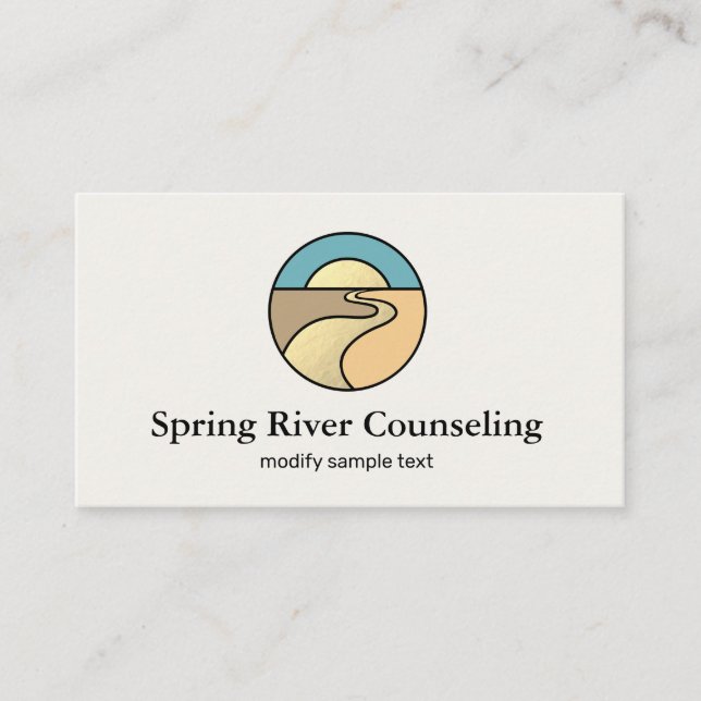 Gold River Sunset Horizon Wellness Counselor Logo Business Card (Front)
