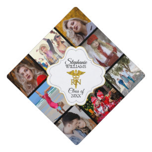 Gold RN Graduation 8 Photo Name   Year Cap Topper