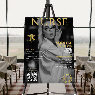 gold RN nursing magazine photo graduation qr code Foam Board
