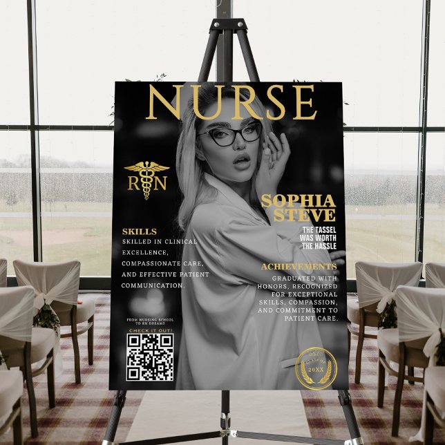 gold RN nursing magazine photo graduation qr code  Foam Board (Creator Uploaded)