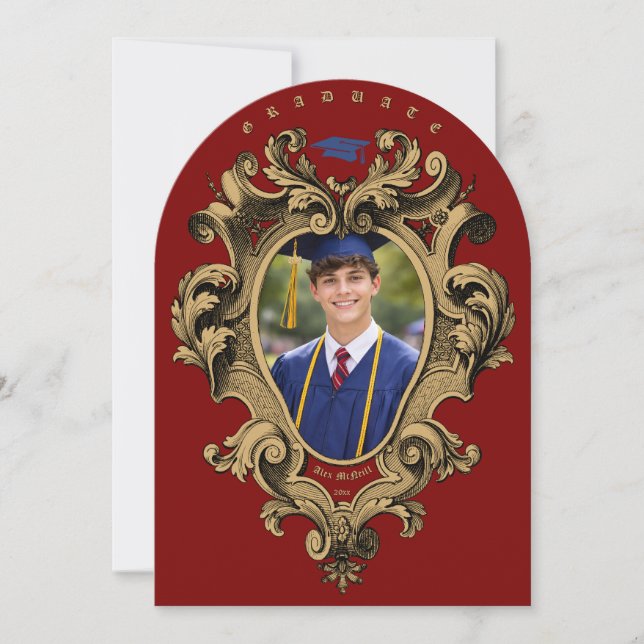 Gold Rococo Cartouche Photo Template Graduation (Front)