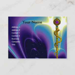 GOLD ROD ASCLEPIUS MEDICAL HEALTH CARE Purple Business Card
