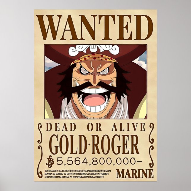 GOLD ROGER One Piece wanted Poster