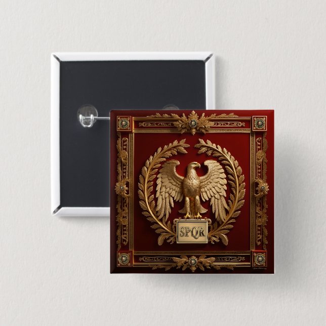 Gold Roman Imperial Eagle over Red No.4 Button (Front & Back)