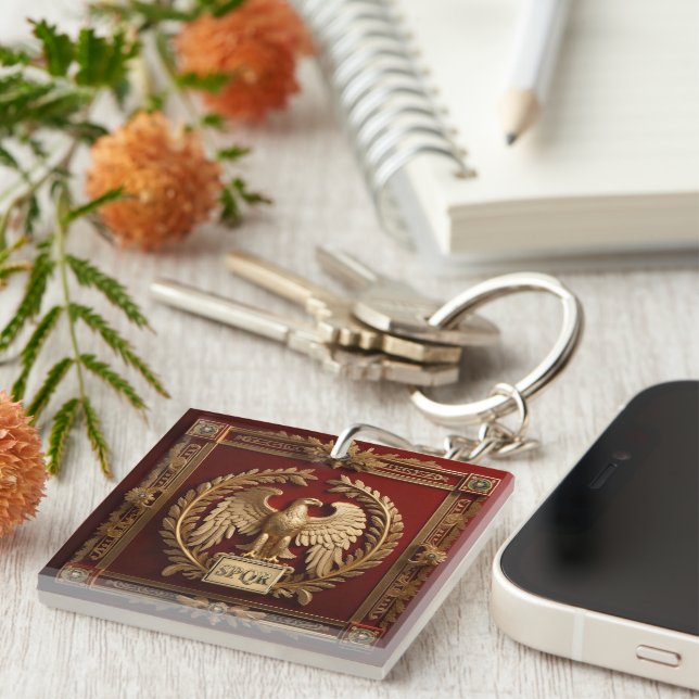 Gold Roman Imperial Eagle over Red No.4 Keychain (Front Right)