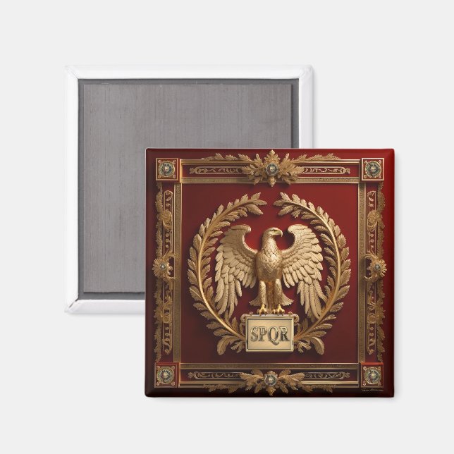 Gold Roman Imperial Eagle over Red No.4 Magnet (Front/Back)