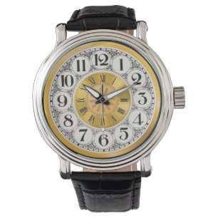 Gold Roman numeral chic watch face Art Deco
