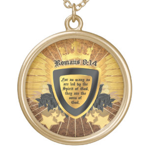 Gold Romans 8:14, Sons of God Gold Plated Necklace