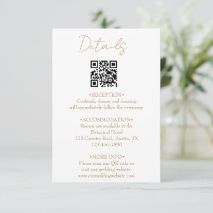 Gold Romantic Calligraphy QR Code Wedding Details  Enclosure Card