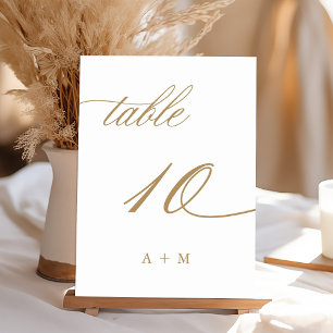 Gold Romantic Calligraphy Wedding Number 10, Table Number