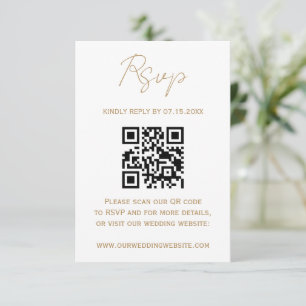 Gold Romantic Calligraphy Wedding QR Code RSVP Card