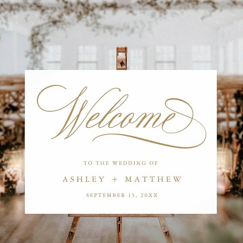 Gold Romantic Calligraphy Wedding Welcome Sign