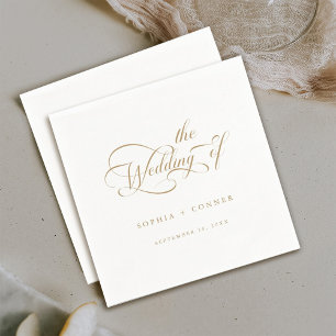 Gold Romantic Classy Calligraphy Wedding  Napkins