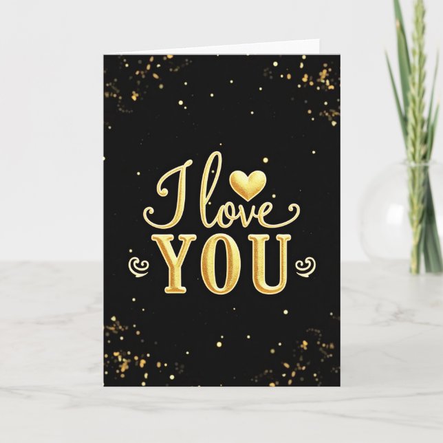 Gold Romantic I Love You Card (Front)