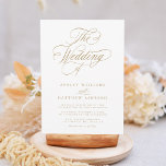 Gold Romantic Swirly Calligraphy Wedding  Invitation<br><div class="desc">This Gold wedding invitation featuring elegant and romantic swirly calligraphy lettering with a formal script.  Perfect for any season. For more advanced customization of this design,  please click the BLUE DESIGN TOOL BUTTON above!</div>