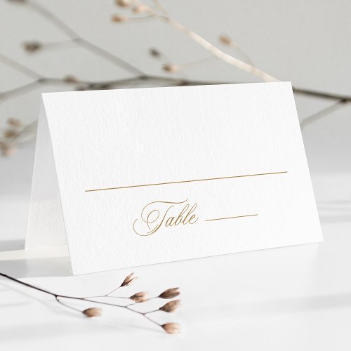 Gold Romantic Swirly Calligraphy Wedding  Place Card