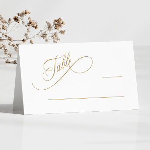 Gold Romantic Swirly Typography Wedding Place Card
