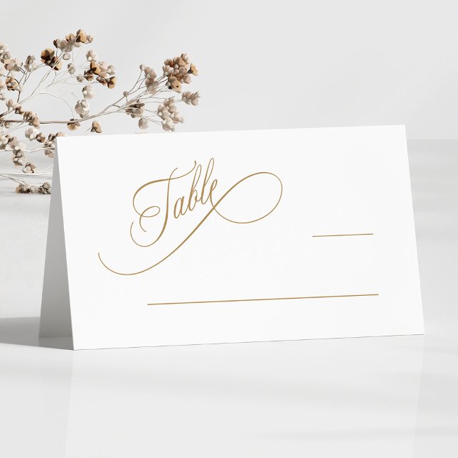 Gold Romantic Swirly Typography Wedding  Place Card (Creator Uploaded)