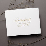 Gold Romantic Wedding Pre-Printed Address RSVP Envelope<br><div class="desc">This pre-printed address RSVP envelope features elegant and romantic swirly calligraphy lettering with a formal script. For more advanced customization of this design,  please click the BLUE DESIGN TOOL BUTTON above!</div>