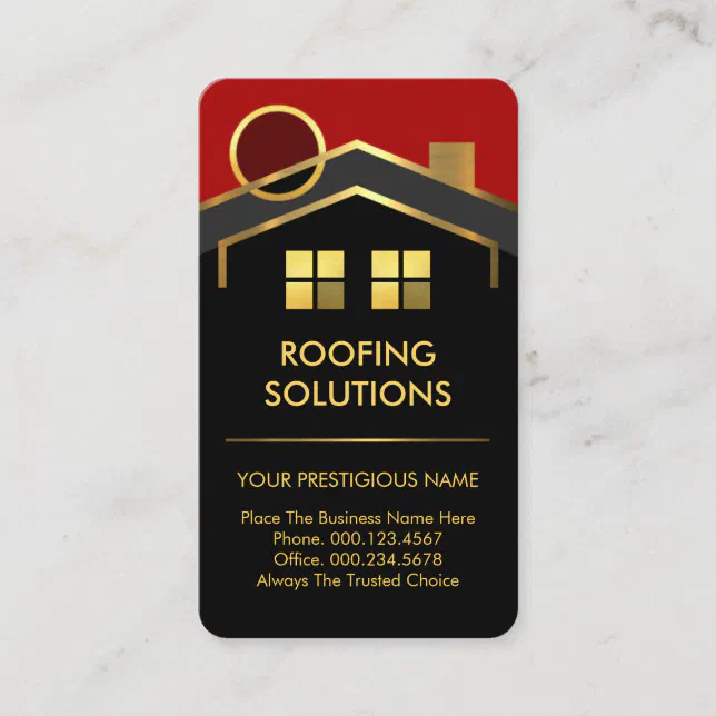 Gold Roof Building Contractor Realtor Business Card | Zazzle
