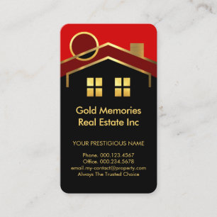 Gold Roof Building Contractor Realtor Business Card