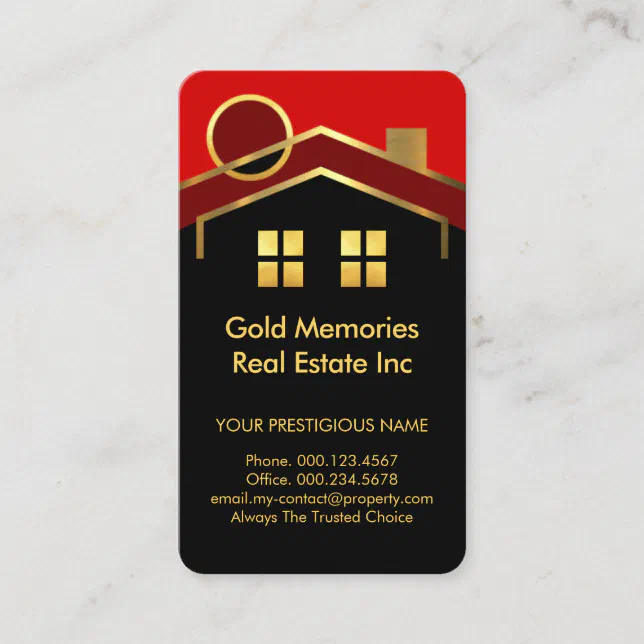 Gold Roof Building Contractor Realtor Business Card | Zazzle