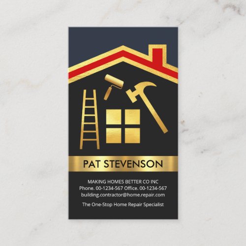 Gold Roof Line Border Home Repairs Business Card