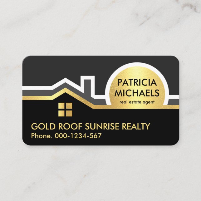 Gold Roof Sunrise Border Realty Business Card (Front)
