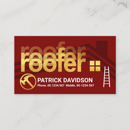 Gold Roofer Red Rooftop Layers Business Card