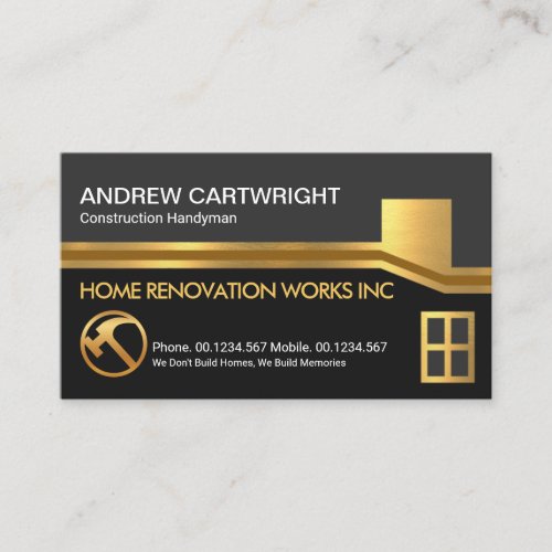 Gold Rooftop Border Frame Roofing Contractor Business Card