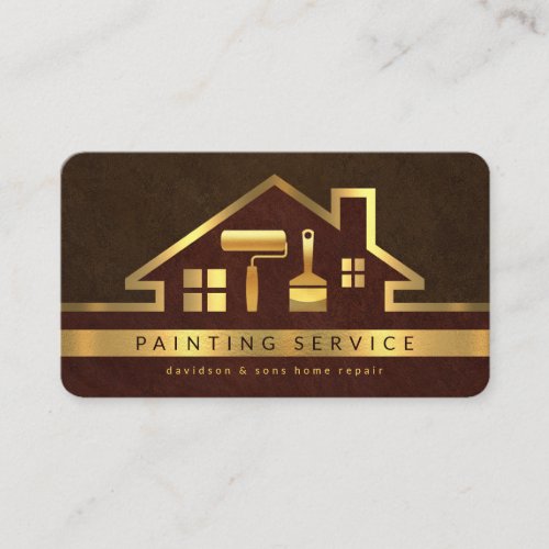 Gold Rooftop Building Gold Brush Business Card