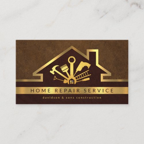 Gold Rooftop Building Golden Handyman Tools Business Card