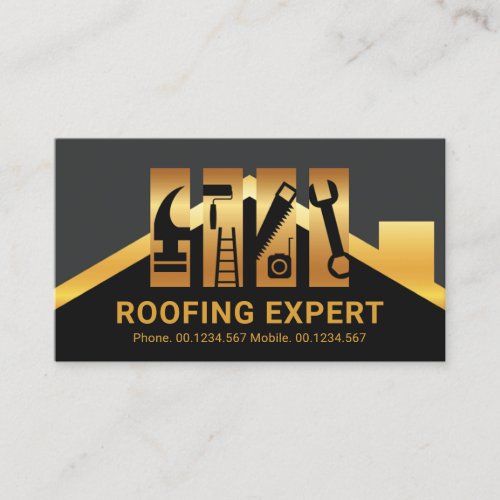 Gold Rooftop Handyman Tool Layers Business Card