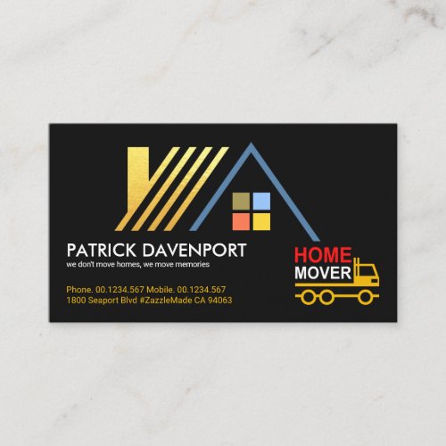 Gold Rooftop Towed by Home Mover Truck ZazzleMade Business Card