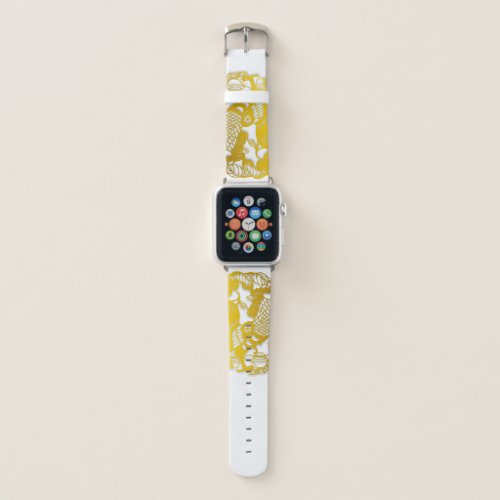 Gold Rooster Papercut Chinese Year Zodiac BirthD B Apple Watch Band