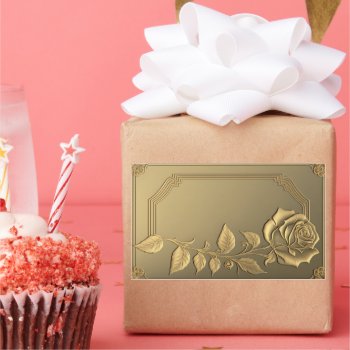 Gold Rose Blank Template Faux Foil Rectangular Sticker by bestcustomizables at Zazzle