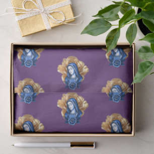 Gold Rose Blue Mother Mary Rich Deep Plum Faith Tissue Paper