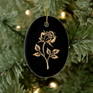 Gold Rose Ceramic Ornament