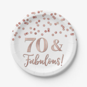 Gold Rose Confetti 70 and Fabulous  Paper Plates
