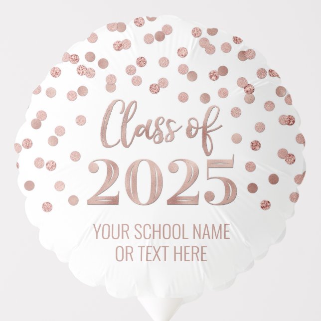 Gold Rose Confetti Class of 2025 Graduation Balloon (Front)