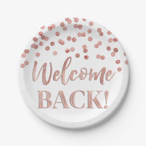 Gold Rose Confetti Welcome Back Paper Plates