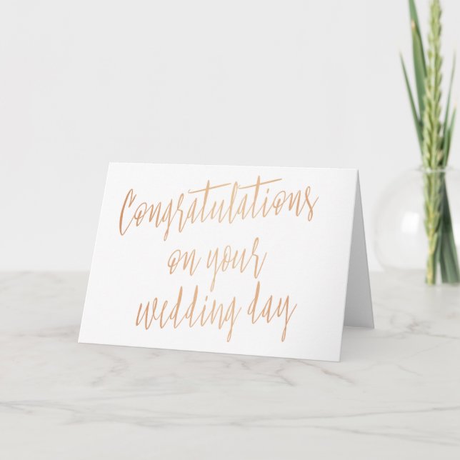 Gold rose "Congratulations on your wedding day" Card (Front)