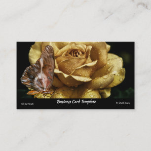 Gold Rose Dog Wings Butterfly Business Card
