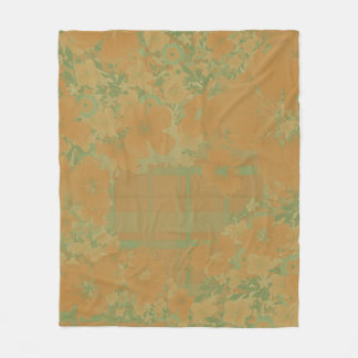 Gold & Rose Floral & Plaid Fleece Blanket