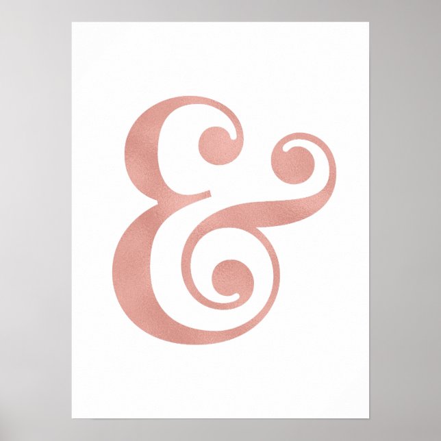 Gold rose foil ampersand art prints (Front)