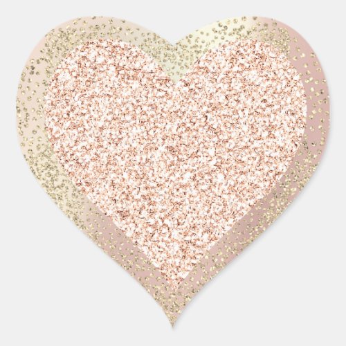 Gold Rose Glitter Girly Blush Lux Heart Sweet Brid Heart Sticker
