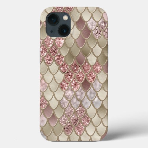 Gold Rose Gold Mermaid Scales Glam 1  iPhone 13 Case
